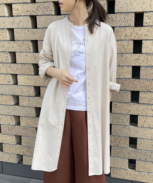 COMME CA ISM（コムサイズム）の「リネン混 バンドカラー ロング