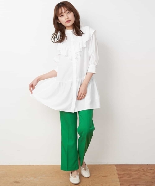 A de a.v.v(アードアー・ヴェ・ヴェ)の「カラーフレアーパンツ(その他パンツ・レディース・グリーン/ブラック/ピンク・SMALL/MEDIUM/38/36)」の6枚目の写真