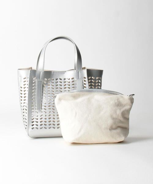 BEAUTY&YOUTH UNITED ARROWS(ビューティーアンドユースユナイテッドアローズ)の「BY パンチング スクエア トートバッグ -3WAY-(ショルダーバッグ・レディース・ホワイト/ライトブルー/シルバー・FREE)」の10枚目の写真