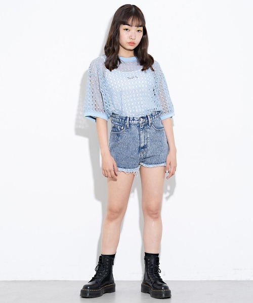 X-girl（エックスガール）の「HIGH WAISTED SHORTS（デニムパンツ・レディース・ブラック/インディゴブルー/ライトインディゴブルー・X-SMALL/SMALL/MEDIUM）」の18枚目の写真