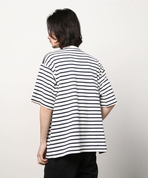 BALLAST ARK（バラストアーク）の「BALLAST ARK / バラストアーク：BORDER S/S POCKET TEE：BA05-T003[AST]（Tシャツ/カットソー・メンズ・ホワイト×ネイビー/ブラック×ホワイト・M/L）」の4枚目の写真