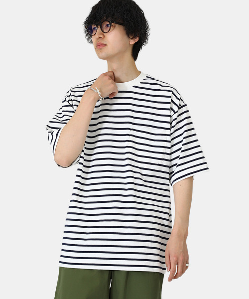 BALLAST ARK（バラストアーク）の「BALLAST ARK / バラストアーク：BORDER S/S POCKET TEE：BA05-T003[AST]（Tシャツ/カットソー・メンズ・ホワイト×ネイビー/ブラック×ホワイト・M/L）」の2枚目の写真