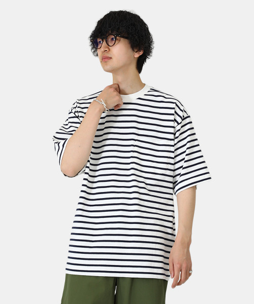 BALLAST ARK（バラストアーク）の「BALLAST ARK / バラストアーク：BORDER S/S POCKET TEE：BA05-T003[AST]（Tシャツ/カットソー・メンズ・ホワイト×ネイビー/ブラック×ホワイト・M/L）」の12枚目の写真