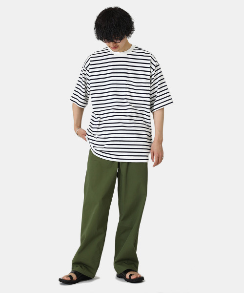 BALLAST ARK（バラストアーク）の「BALLAST ARK / バラストアーク：BORDER S/S POCKET TEE：BA05-T003[AST]（Tシャツ/カットソー・メンズ・ホワイト×ネイビー/ブラック×ホワイト・M/L）」の9枚目の写真