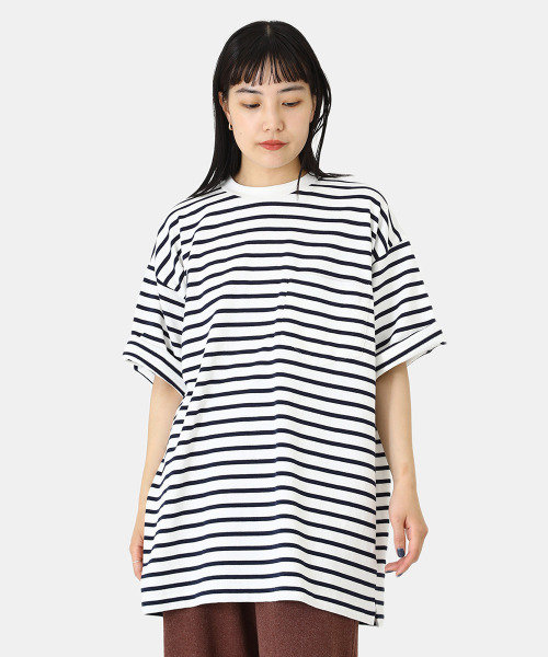 BALLAST ARK（バラストアーク）の「BALLAST ARK / バラストアーク：BORDER S/S POCKET TEE：BA05-T003[AST]（Tシャツ/カットソー・メンズ・ホワイト×ネイビー/ブラック×ホワイト・M/L）」の8枚目の写真