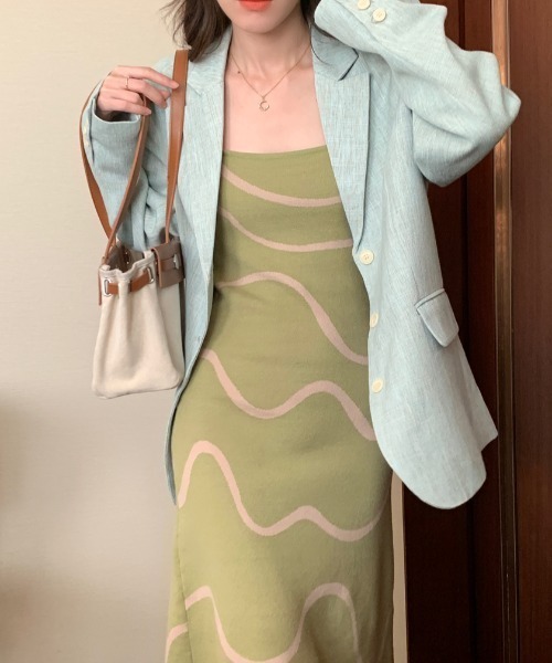 Vipoa（ヴィポア）の「ウェーブプリントキャミワンピース（ワンピース・レディース・ブラック/ブルー/グリーン・FREE）」の21枚目の写真