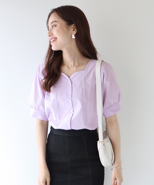 マルチサイズ ブラウス シャツ ハートネックブラウス レディース NATURAL BEAUTY BASIC（ナチュラルビューティーベーシック）の