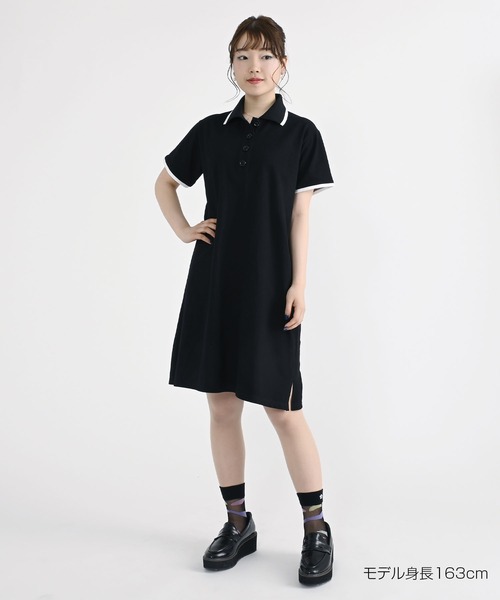 マリークワント　マリクワ　デイジーボタン　ポロワンピース　半袖　黒　ブラック MARY QUANT（マリークワント）の「デイジーボタンポロ