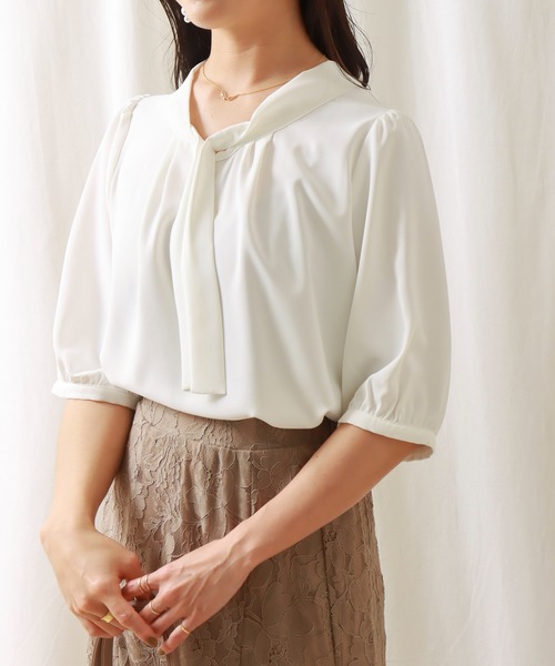 libelle more（リベル モア）の「前ボウタイブラウス（シャツ/ブラウス・レディース・オフホワイト/ブラック・M/L）」の19枚目の写真