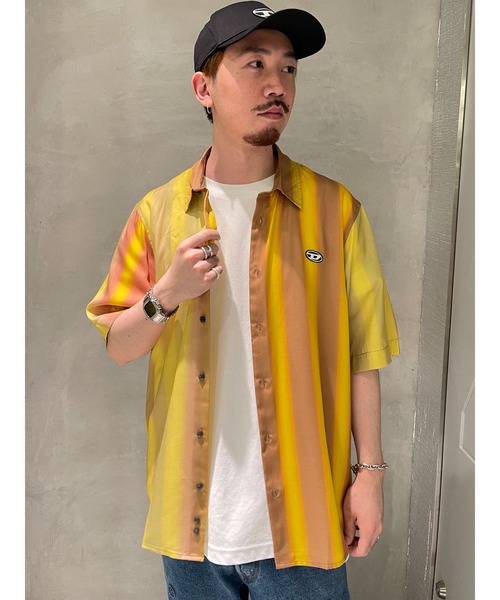 DIESEL（ディーゼル）の「メンズ シャツ 半そで ストライプ