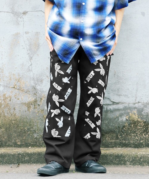 HUF（ハフ）の「HUF×PLAY BOY/ハフ×プレイボーイ PLAYBOY VVS DOUBLE KNEE PANT ダブルニーパンツ（チノパンツ・メンズ・ブラック・30inch/32inch/34inch）」の4枚目の写真