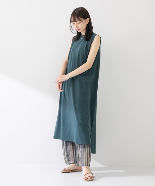 ITEMS URBANRESEARCH(アイテムズ アーバンリサーチ)の「ノースリロングワンピース(ワンピース・レディース・チャコールグレー/オフホワイト/グリーン・FREE)」の5枚目の写真