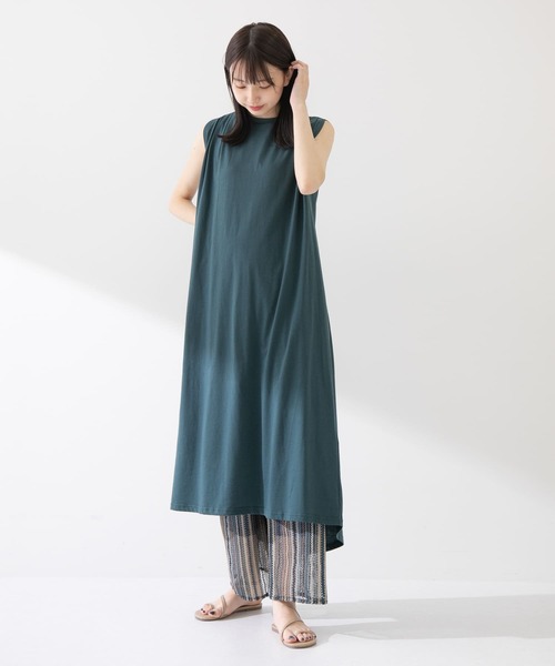ITEMS URBANRESEARCH(アイテムズ アーバンリサーチ)の「ノースリロングワンピース(ワンピース・レディース・チャコールグレー/オフホワイト/グリーン・FREE)」の6枚目の写真