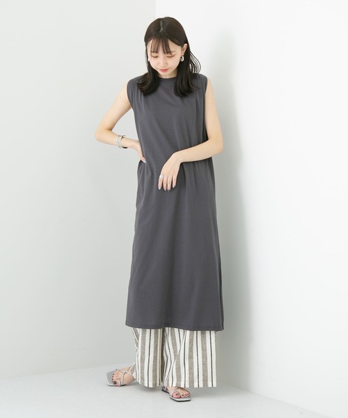 ITEMS URBANRESEARCH(アイテムズ アーバンリサーチ)の「ノースリロングワンピース(ワンピース・レディース・チャコールグレー/オフホワイト/グリーン・FREE)」の12枚目の写真