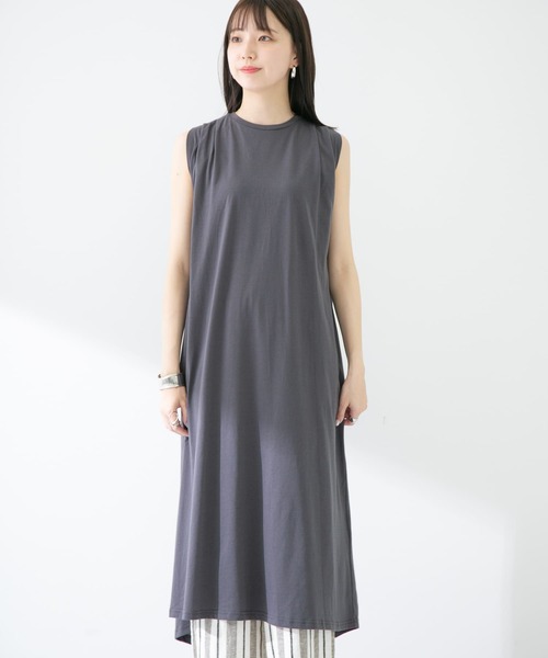 ITEMS URBANRESEARCH(アイテムズ アーバンリサーチ)の「ノースリロングワンピース(ワンピース・レディース・チャコールグレー/オフホワイト/グリーン・FREE)」の17枚目の写真