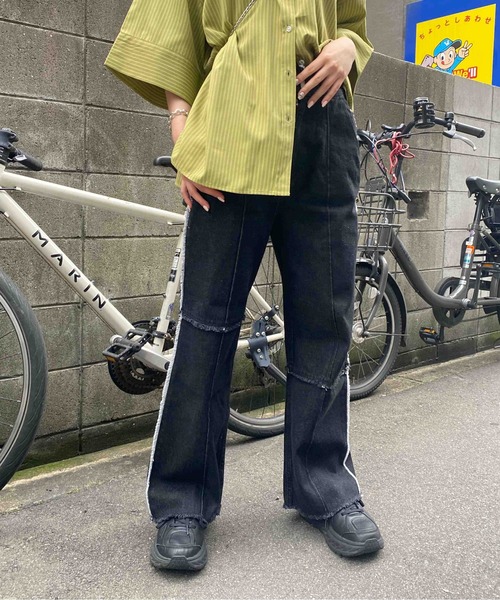 CPCM（シーピーシーエム）の「パッチワークツイルパンツ2（デニムパンツ・レディース・アイボリー/グリーン/インディゴブルー/ブラック・FREE）」の14枚目の写真