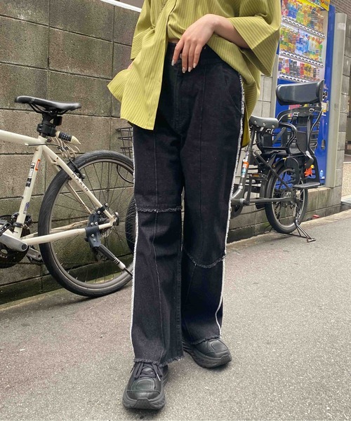 CPCM（シーピーシーエム）の「パッチワークツイルパンツ2（デニムパンツ・レディース・アイボリー/グリーン/インディゴブルー/ブラック・FREE）」の19枚目の写真