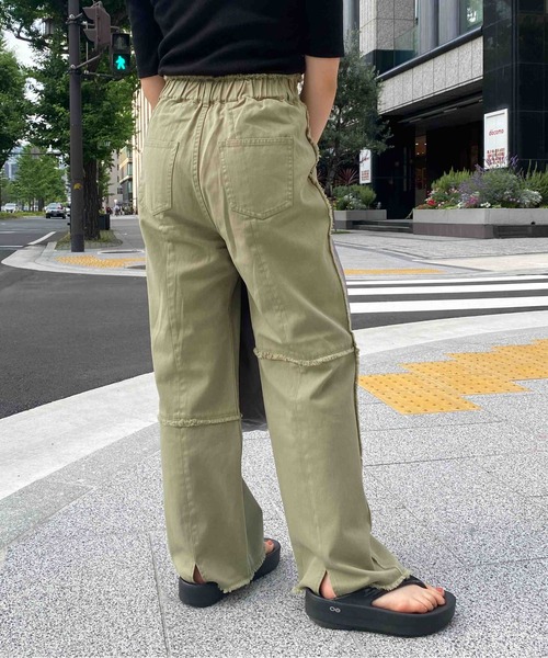 CPCM（シーピーシーエム）の「パッチワークツイルパンツ2（デニムパンツ・レディース・アイボリー/グリーン/インディゴブルー/ブラック・FREE）」の9枚目の写真