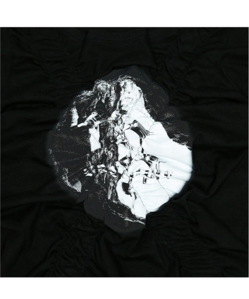 ROSEAPPLE STUDIO(ローズアップルスタジオ)の「【ROSEAPPLE STUDIO/ローズアップルスタジオ】222 X shirring logo crop t/プリントT 半袖トップス 半袖Tシャツ 白Tシャツ 黒Tシャツ ゴシック クロップド 短丈トップス シャーリング(Tシャツ/カットソー・レディース・ホワイト/ブラック・ONE SIZE)」の15枚目の写真