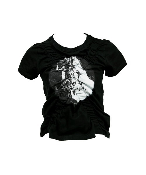 ROSEAPPLE STUDIO(ローズアップルスタジオ)の「【ROSEAPPLE STUDIO/ローズアップルスタジオ】222 X shirring logo crop t/プリントT 半袖トップス 半袖Tシャツ 白Tシャツ 黒Tシャツ ゴシック クロップド 短丈トップス シャーリング(Tシャツ/カットソー・レディース・ホワイト/ブラック・ONE SIZE)」の17枚目の写真