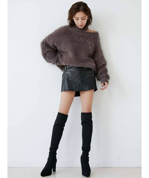 GYDA（ジェイダ）の「オフショルシャギーチョーカー 2WAYニット