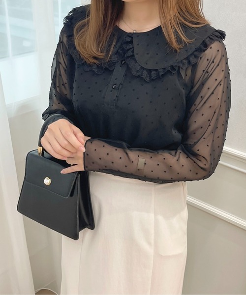 epa エパ ドット シアーブラウス ブラック epa エパ ドット シアー