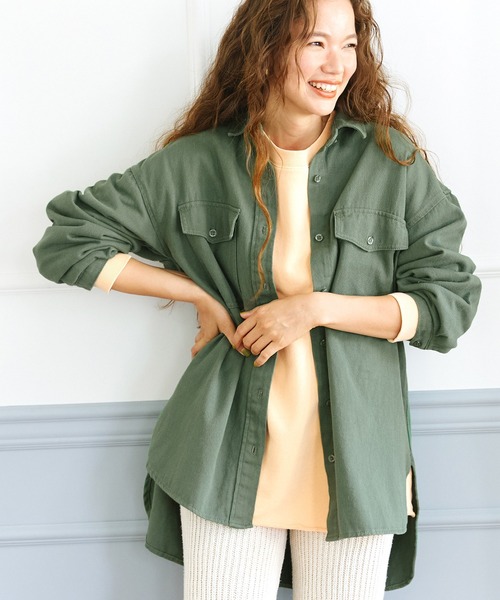 coca（coca）（コカ）の「かつらぎシャツジャケット（その他アウター・レディース・ブラック/カーキ・ONE SIZE）」の2枚目の写真