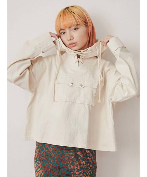 merry jenny（メリージェニー）の「ショートツイルアノラック（マウンテンパーカー・レディース・オフホワイト/グリーン/アイボリー・FREE）」の13枚目の写真