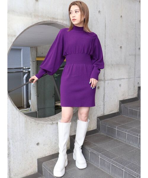 MURUA(ムルーア)の「ボリュームパフミニワンピース(ワンピース・レディース・ブラック/パープル/アイボリー/モカ・FREE)」の7枚目の写真