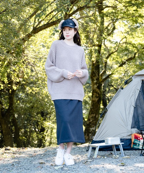 OUTDOOR PRODUCTS APPAREL（アウトドアプロダクツアパレル）の「ローゲージざっくりニット　セーター　モックネック（ニット/セーター・レディース・ネイビー/アイボリー/ライトベージュ・MEDIUM）」の11枚目の写真