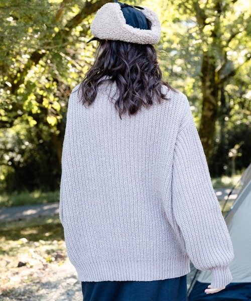 OUTDOOR PRODUCTS APPAREL（アウトドアプロダクツアパレル）の「ローゲージざっくりニット　セーター　モックネック（ニット/セーター・レディース・ネイビー/アイボリー/ライトベージュ・MEDIUM）」の17枚目の写真