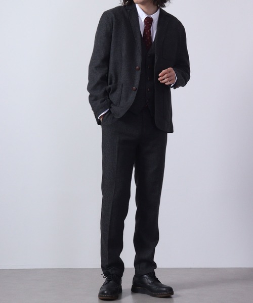 セール】ツイード テーパードパンツ 無地/ヘリンボーン セットアップ
