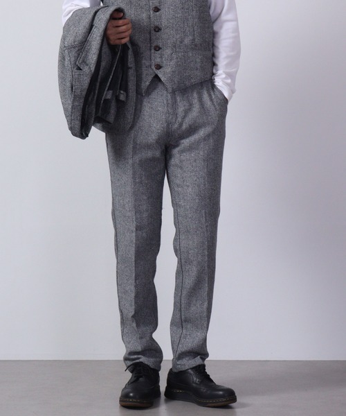 セール】ツイード テーパードパンツ 無地/ヘリンボーン セットアップ