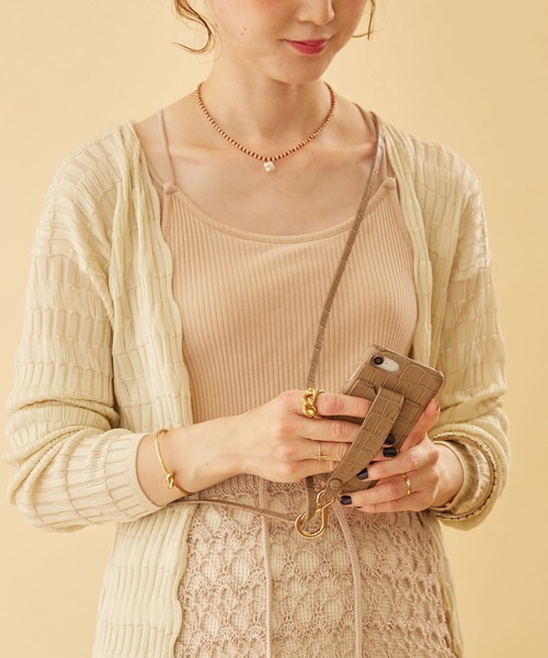 HASHIBAMI クロコ型押し カラバッシュ ストラップ iPhoneケース HASHIBAMI クロコ型押し カラバッシュ ストラップ iPhoneケース