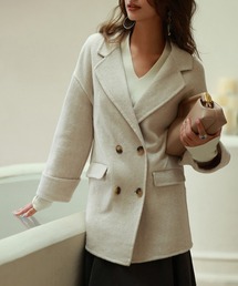 ウール混ダブルフェイスPコート