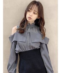 dazzlin | チュールレイヤードシャツカラーブラウス(シャツ/ブラウス)