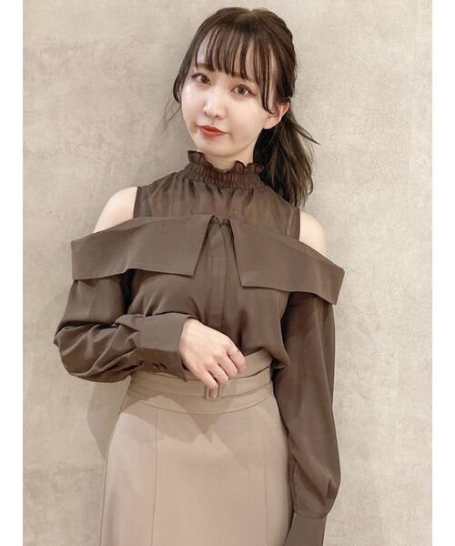 dazzlin（ダズリン）の「チュールレイヤードシャツカラーブラウス（シャツ/ブラウス・レディース・ブルー/オフホワイト/ピンク/ブラウン・FREE）」の21枚目の写真