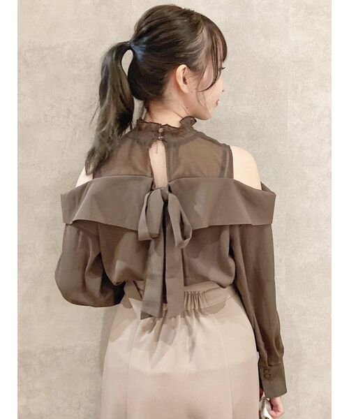 dazzlin（ダズリン）の「チュールレイヤードシャツカラーブラウス（シャツ/ブラウス・レディース・ブルー/オフホワイト/ピンク/ブラウン・FREE）」の20枚目の写真