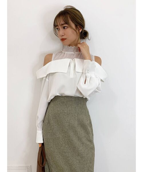 dazzlin（ダズリン）の「チュールレイヤードシャツカラーブラウス（シャツ/ブラウス・レディース・ブルー/オフホワイト/ピンク/ブラウン・FREE）」の17枚目の写真