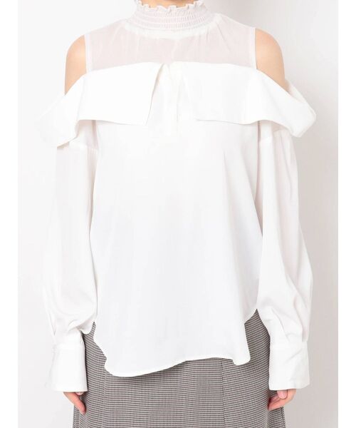 dazzlin（ダズリン）の「チュールレイヤードシャツカラーブラウス（シャツ/ブラウス・レディース・ブルー/オフホワイト/ピンク/ブラウン・FREE）」の16枚目の写真