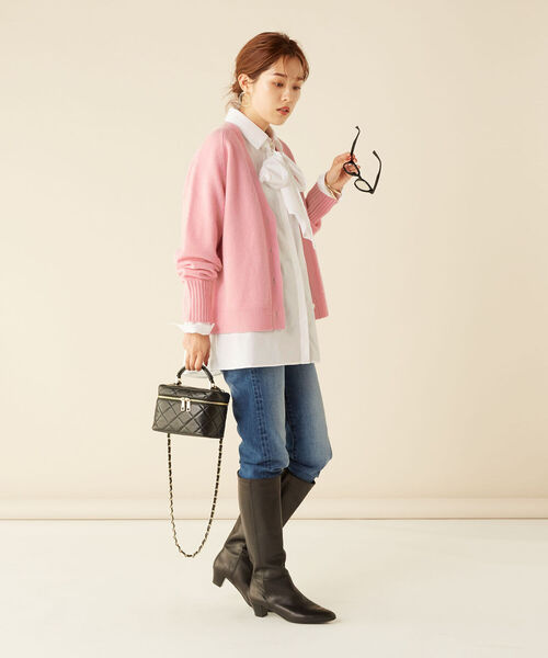 NOLLEY’S（ノーリーズ）の「MUSIC カシミヤブレンド天竺Vネックカーディガン（カーディガン/ボレロ・レディース・チャコールグレー/グリーン/アイボリー/ベビーピンク/ロイヤルブルー・38）」の18枚目の写真