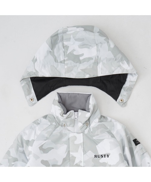 RUSTY(ラスティ)の「RUSTY/ラスティ 上下セット 迷彩 フーディ アウター 肩紐付き パンツ ズボン 男児 カモフラ キッズ スノーウェア セット スポーツウェア(その他アウター・キッズ・カーキ/ホワイト・L/M/S)」の13枚目の写真
