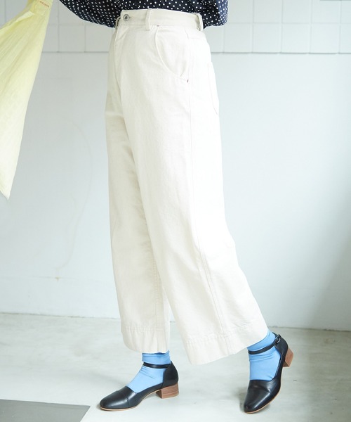 bulle de savon（ビュルデサボン）の「△10oz デニム　ストレートパンツ（デニムパンツ・レディース・キナリ/サックスブルー/インディゴブルー・M/S）」の2枚目の写真