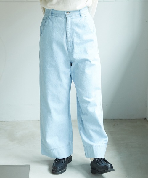 bulle de savon（ビュルデサボン）の「△10oz デニム　ストレートパンツ（デニムパンツ・レディース・キナリ/サックスブルー/インディゴブルー・M/S）」の9枚目の写真