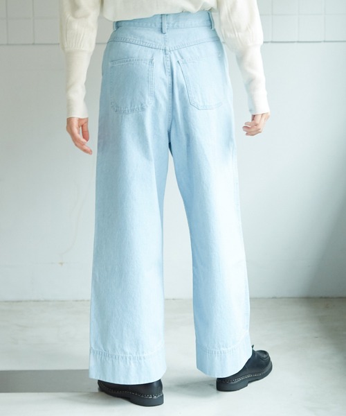 bulle de savon（ビュルデサボン）の「△10oz デニム　ストレートパンツ（デニムパンツ・レディース・キナリ/サックスブルー/インディゴブルー・M/S）」の10枚目の写真