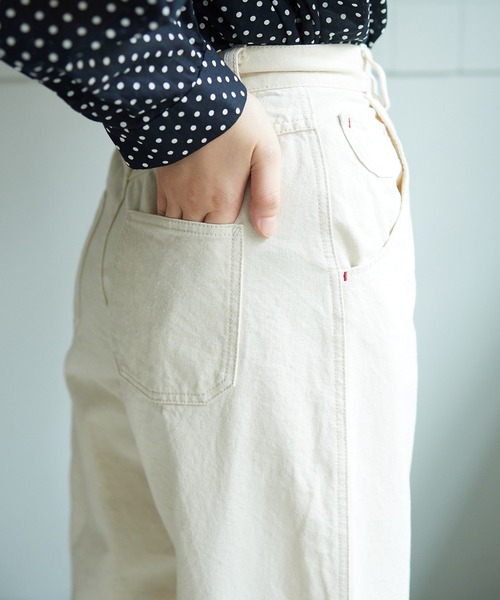 bulle de savon（ビュルデサボン）の「△10oz デニム　ストレートパンツ（デニムパンツ・レディース・キナリ/サックスブルー/インディゴブルー・M/S）」の21枚目の写真