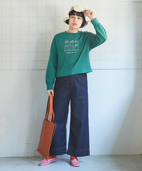 bulle de savon（ビュルデサボン）の「△10oz デニム　ストレートパンツ（デニムパンツ・レディース・キナリ/サックスブルー/インディゴブルー・M/S）」の13枚目の写真