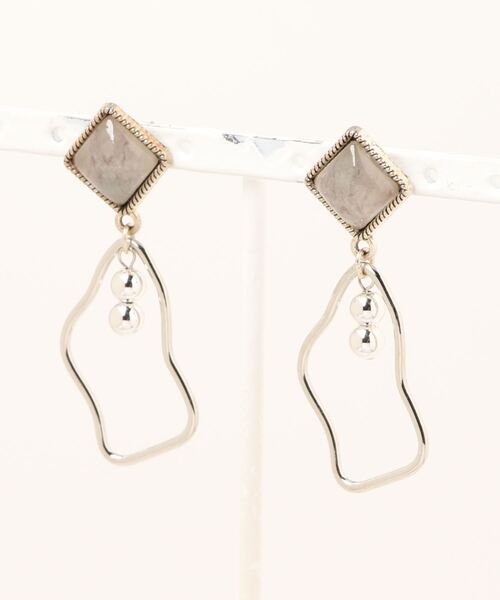 tone（トーン）の「【manatula】天然石風カボションシルバーピアス（ピアス（両耳用）・レディース・グレー/ピンク/ブラウン系その他・FREE）」の8枚目の写真