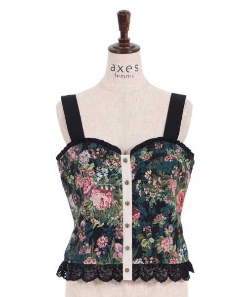 axes femme（アクシーズファム）の「薔薇釦ビスチェ（その他トップス・レディース・ブラック/ベージュ/グリーン・FREE）」の3枚目の写真