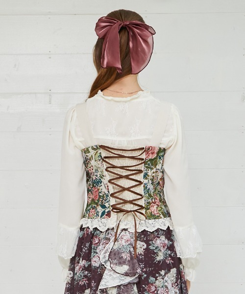 axes femme（アクシーズファム）の「薔薇釦ビスチェ（その他トップス・レディース・ブラック/ベージュ/グリーン・FREE）」の4枚目の写真